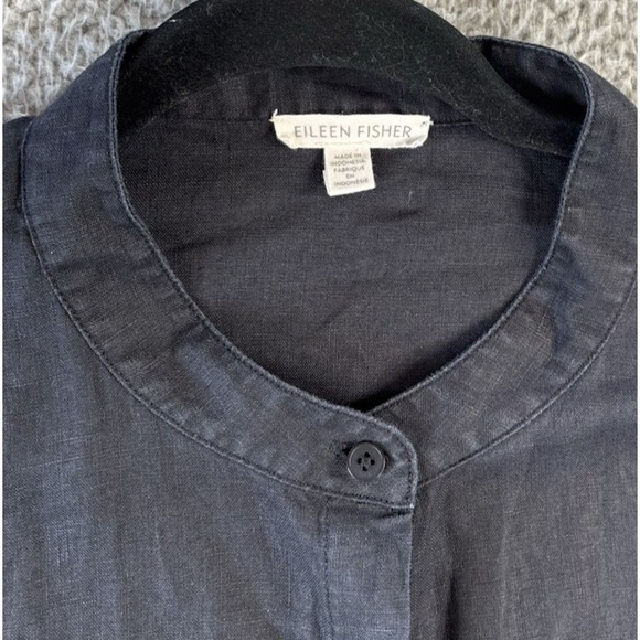 Eileen Fisher Dress Womens XL Organic Linen Black Short Sleeve Lagenlook Capsule - Picture 5 of 9
